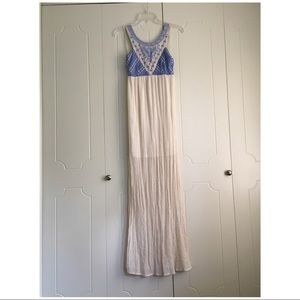 Blue and cream maxi dress - Flying Tomato