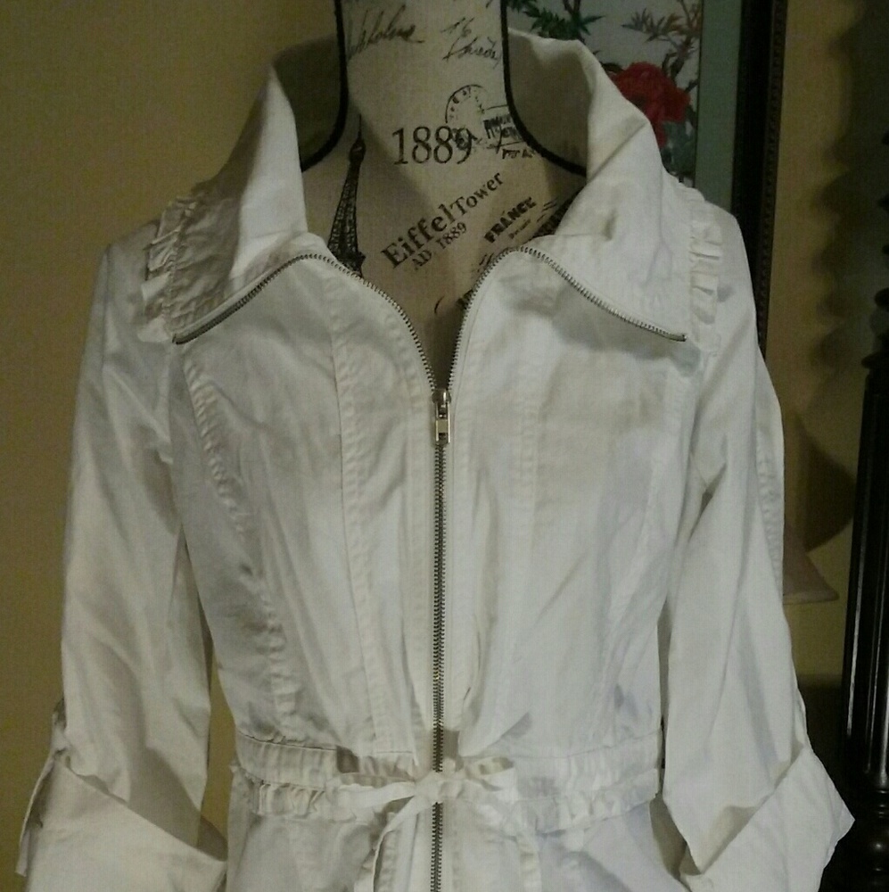 White Cotton Drawstring Jacket