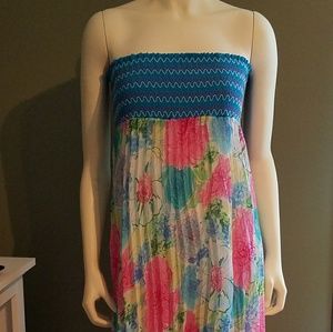 **HOT DEAL** Ankle length pastel strapless dress