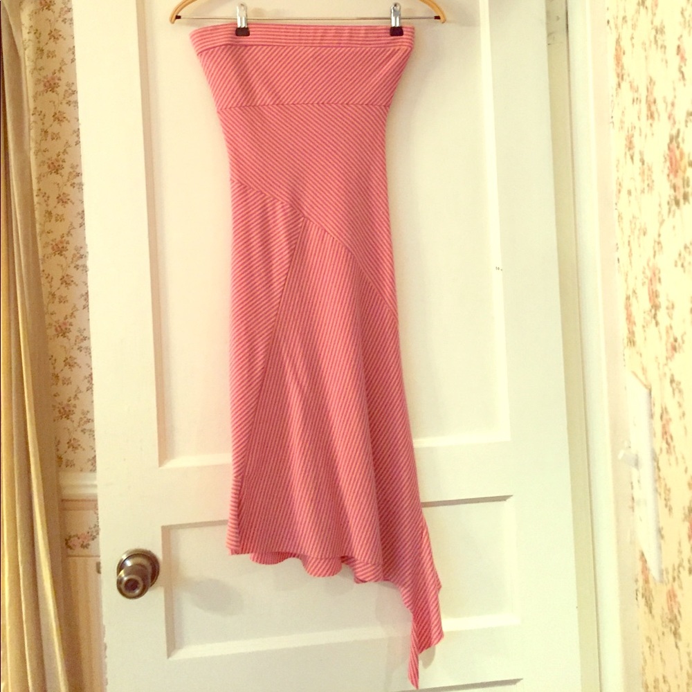 Strapless pink and orange dress!