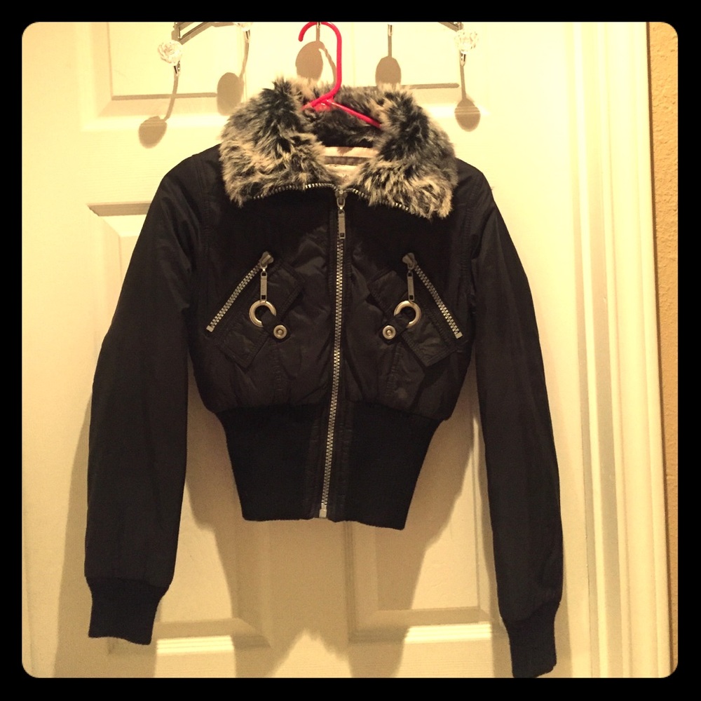 Black Jacket with Fur Collar