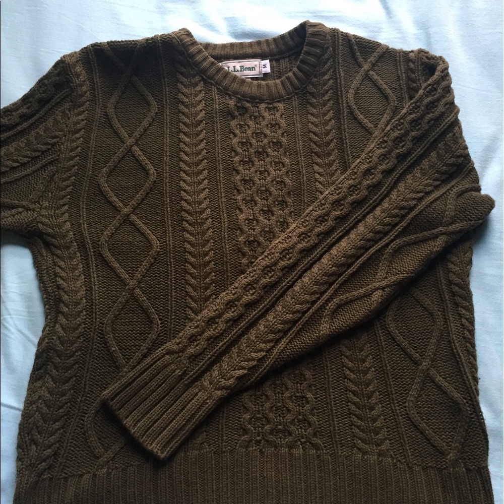 L.L.Bean olive Vintage knit sweatshirt