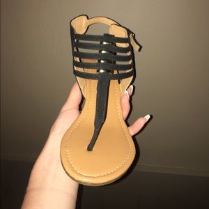 Black Small Wedges with Gold Detail