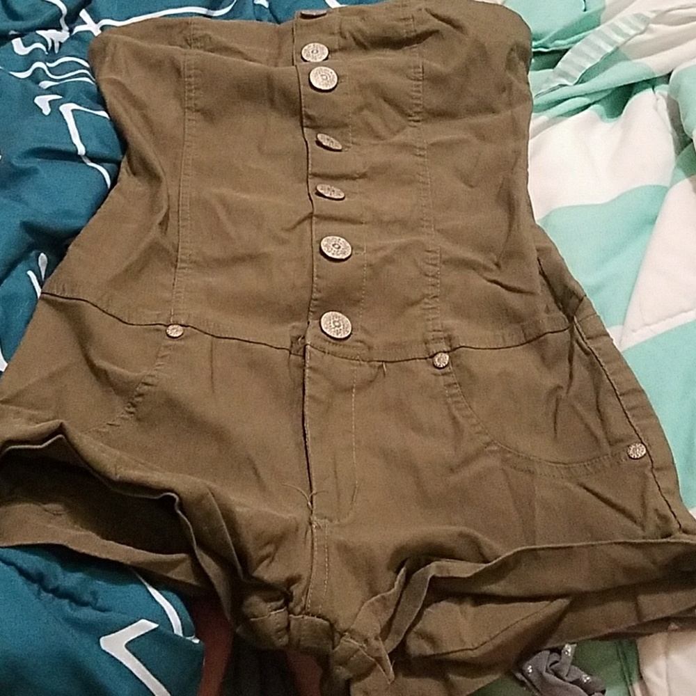 Olive Green Strapless Romper