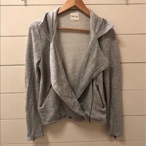 Silence + Noise Grey Cotton Moto Jacket
