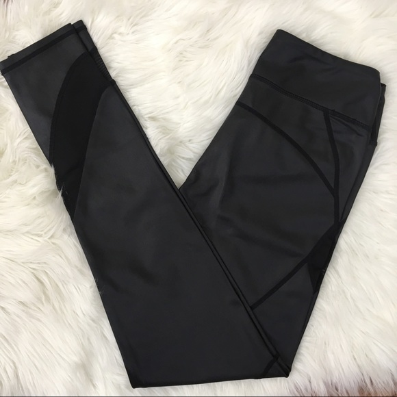 Chastain Matte Black Workout Mesh Panel Leggings - Picture 3 of 6