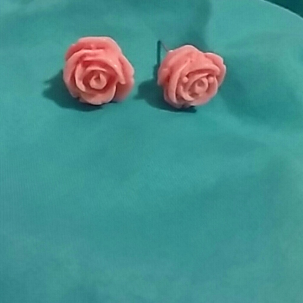 Big pink rose earrings