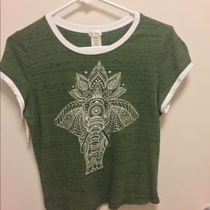 Green Boho Elephant T-shirt