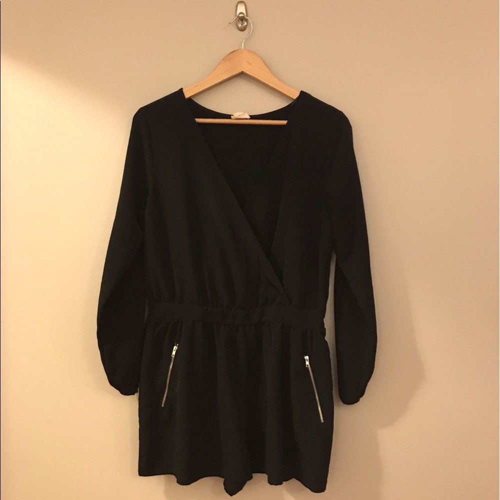 Black Long Sleeve Romper