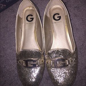 Guess Gold Glitter Loafers