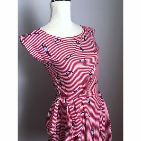 Retro vintage style striped swimmers printed dress - Picture 3 of 5