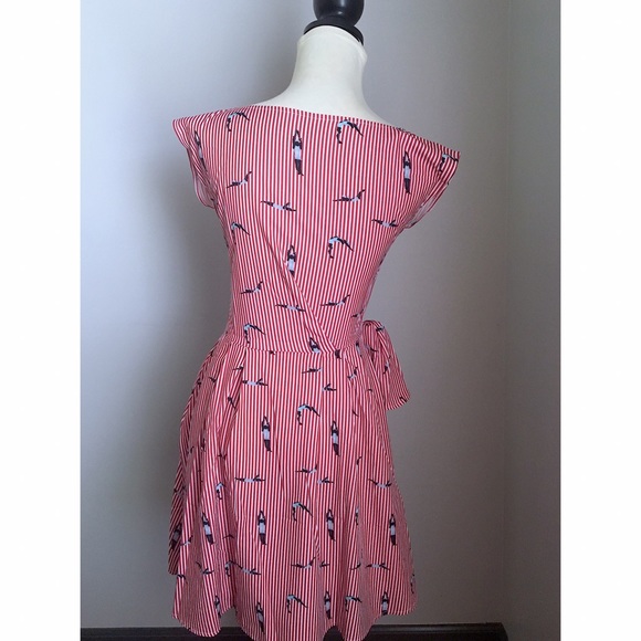 Retro vintage style striped swimmers printed dress - Picture 4 of 5