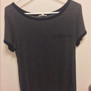Dark gray "California" text t-shirt