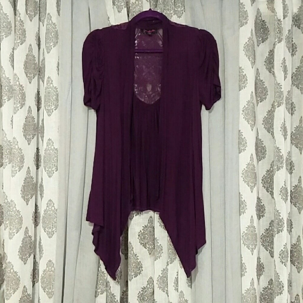 Purple wrap with lace detail sz L