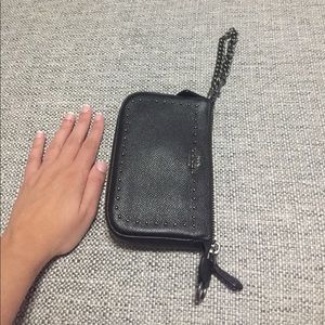 New Coach Black Wristlet with chain strap
