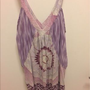 Boho purple deep v-neck tank