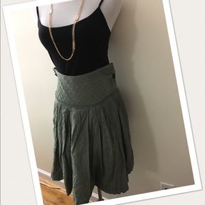 BCBG MAXAZRIA Olive Green A-Line Skirt