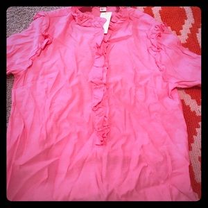 HM pink ruffle blouse