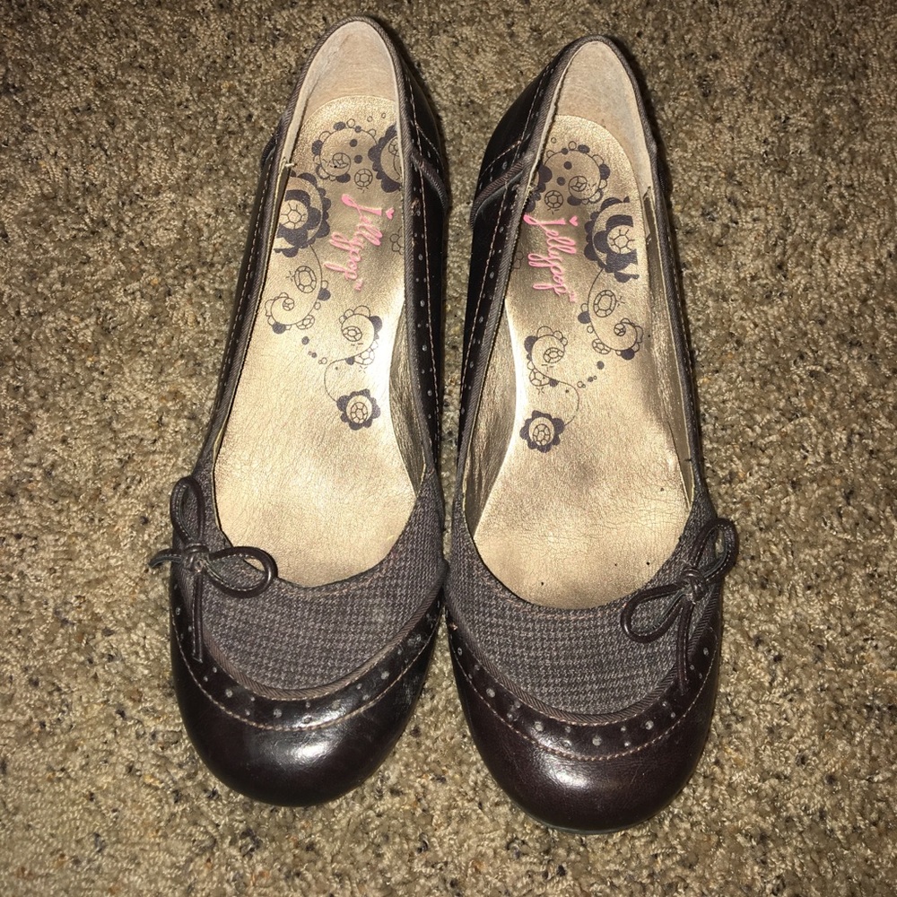 Jellypop women's pump low  heels brown bow 7.5