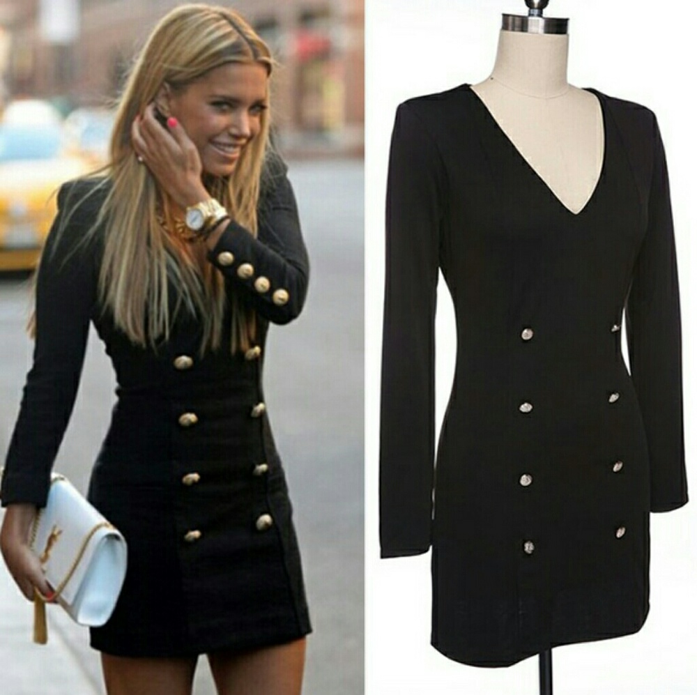 Slime waist Double-breasted long sleeve