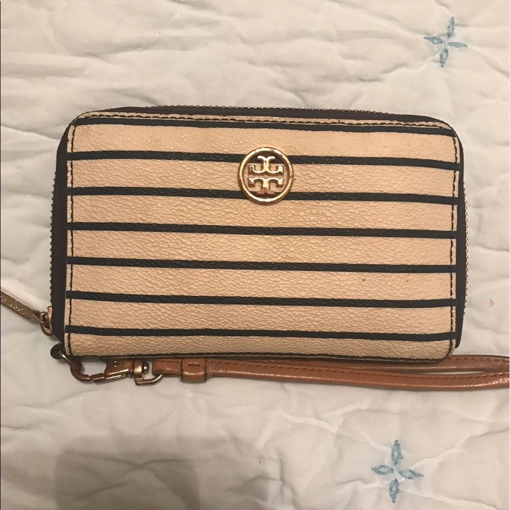 Blue and white Wristlet