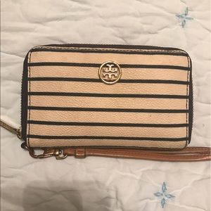 Blue and white Wristlet