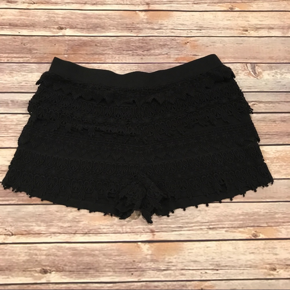 Black Crochet Express Shorts