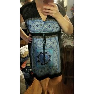 Blue mosaic print dress