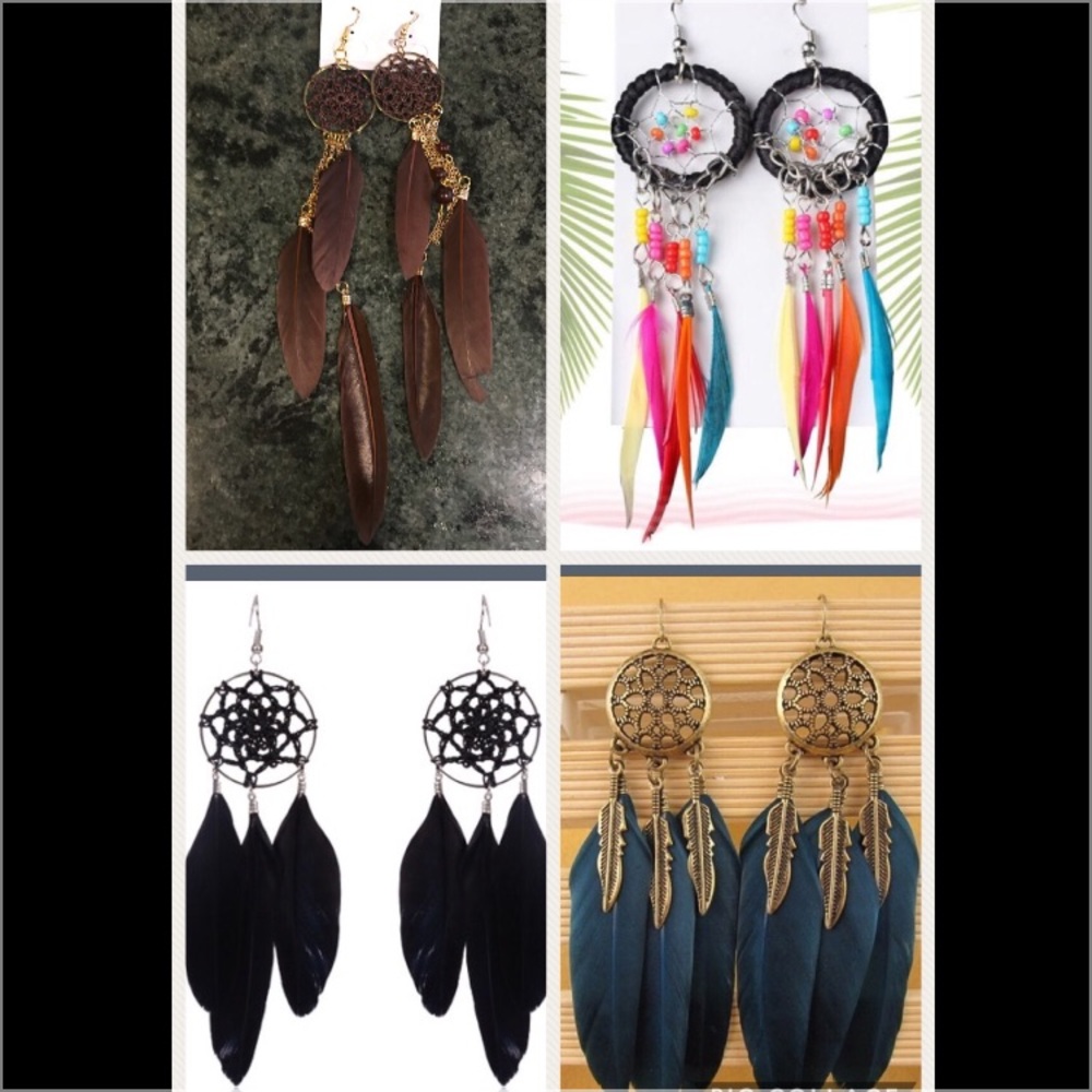 Variety of Boho Feather Earrings NWT