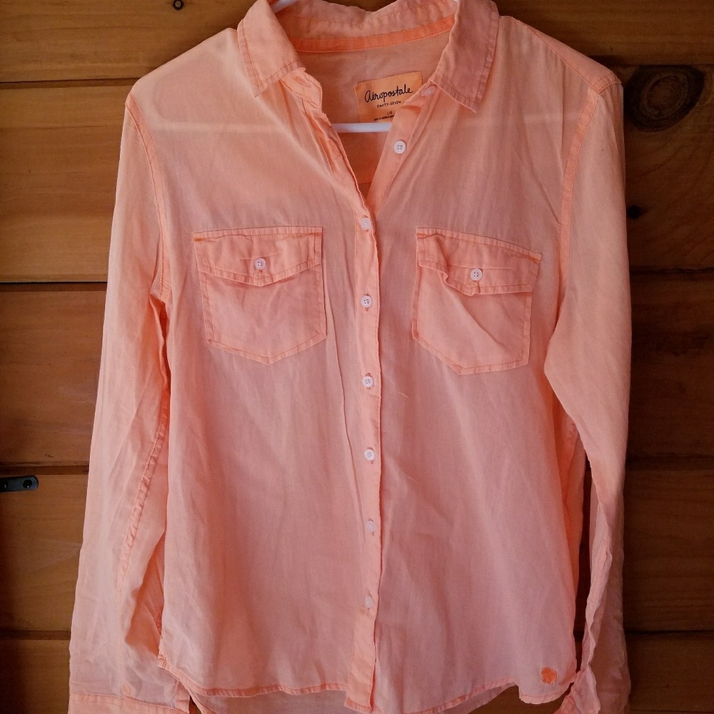 Orange button down