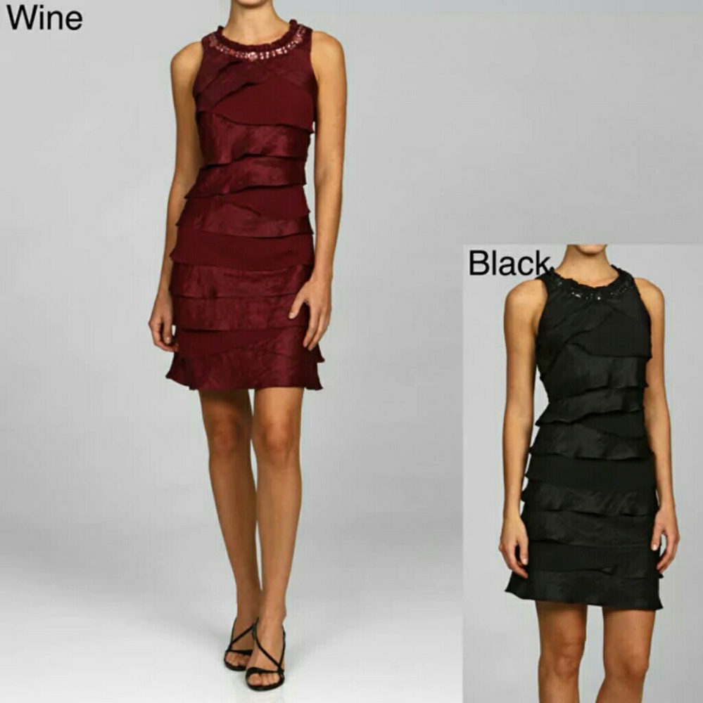 Shimmer & Chiffon Beaded Tiered Dress
