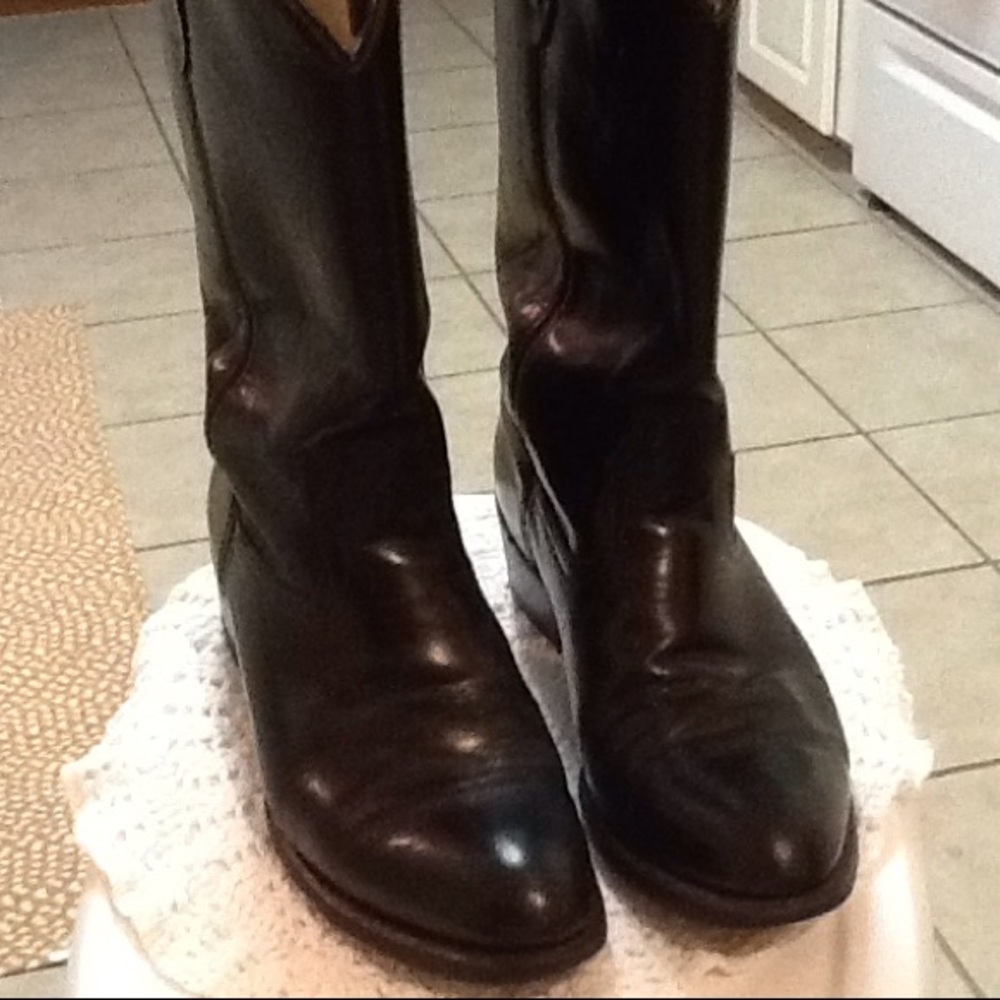 Mens Black Cowboy Boots Size 8 1/2 D