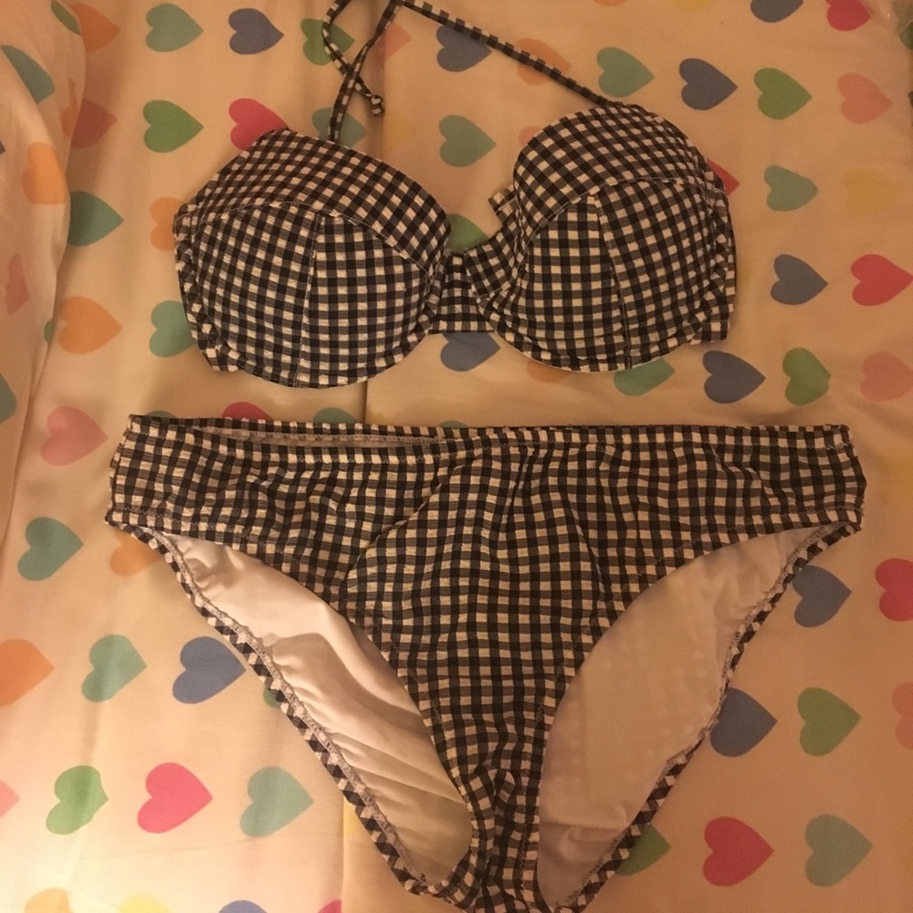 Jcrew blue gingham bikini