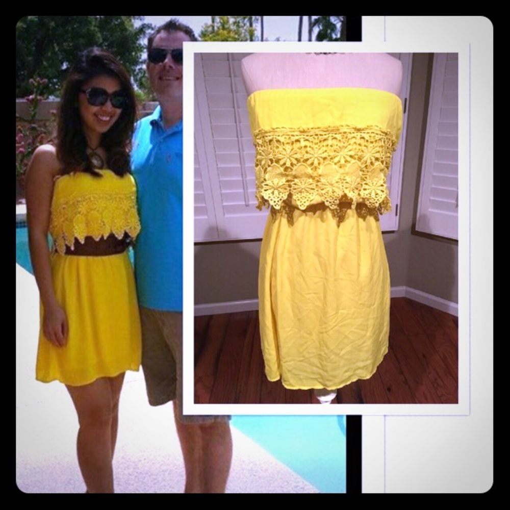 Yellow tube dress silk/floral