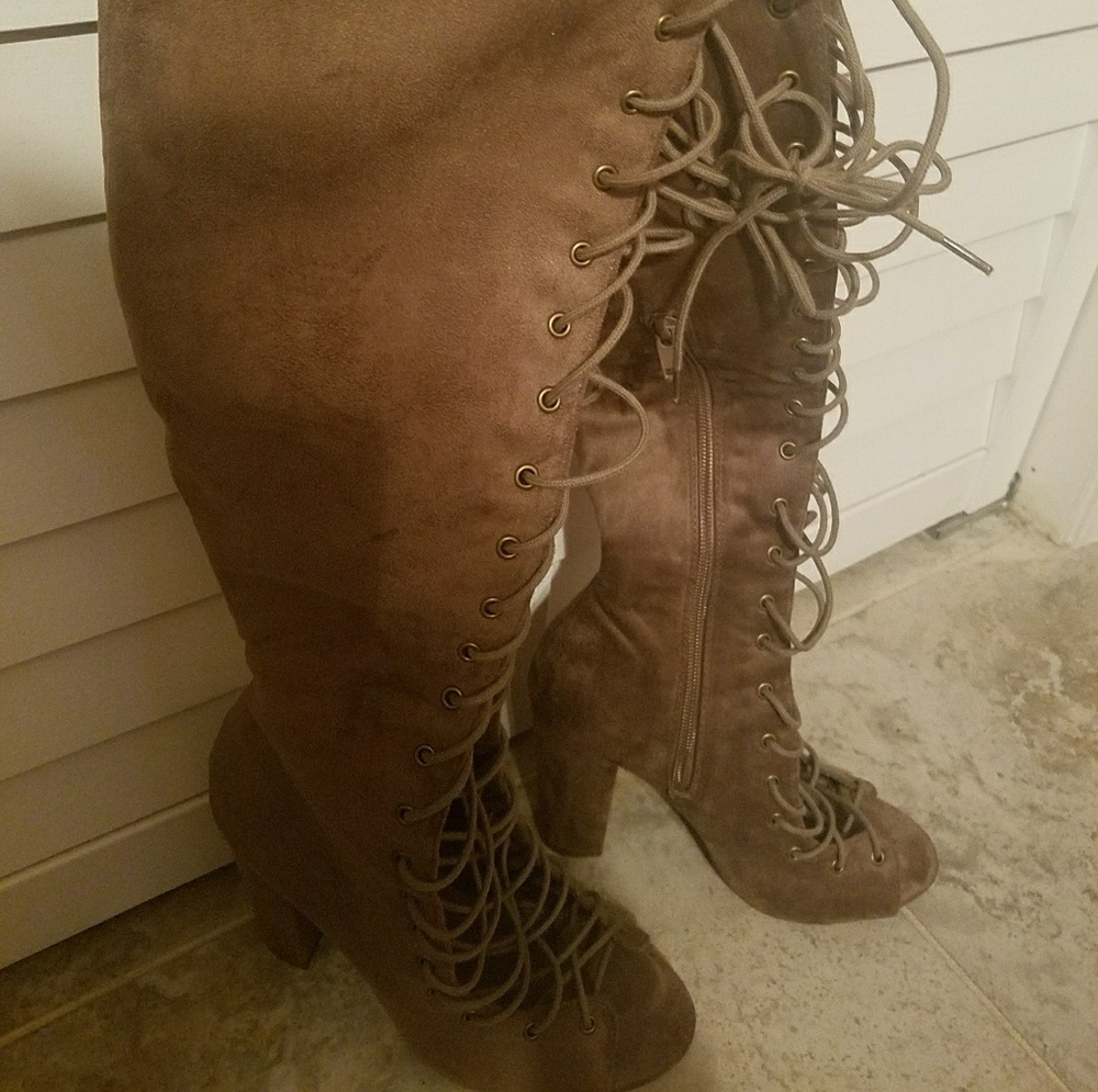 Lace up high boots