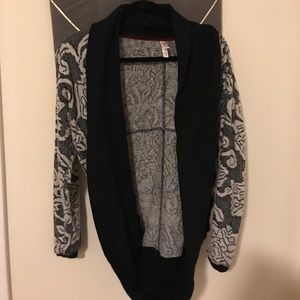 Fuzzy black and white sweater