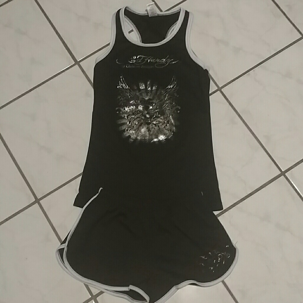 Ed Hardy matching short & tank set (NWOT)