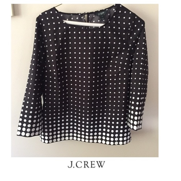 J. Crew Factory Tops - J. Crew Black & White Polka Dot Print Blouse