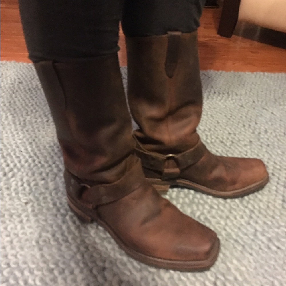 Premium Leather Motorcycle Harness Style Boots