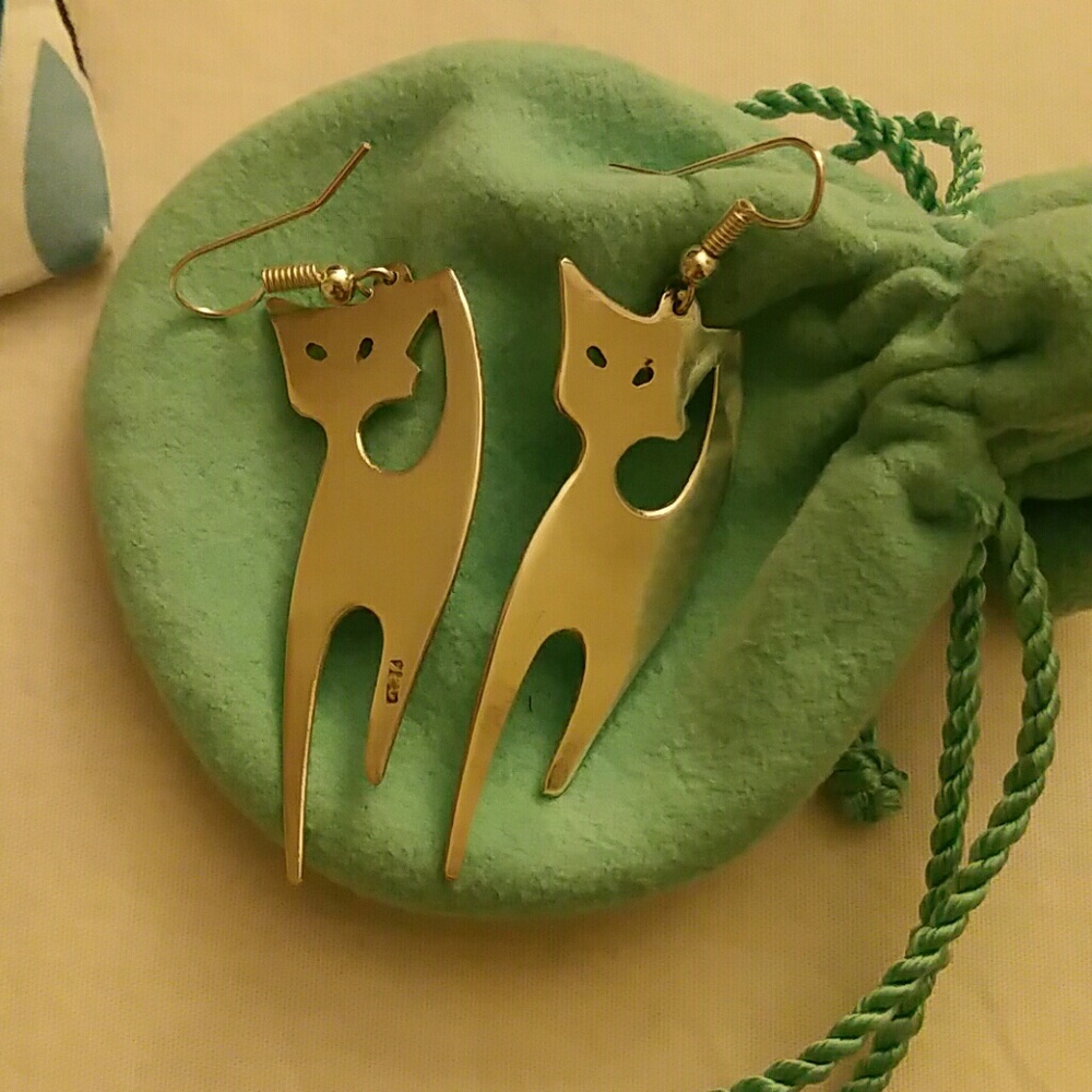 Sterling silver Kitty cats earrings