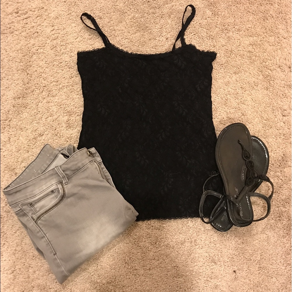 WHBM black lace camisole
