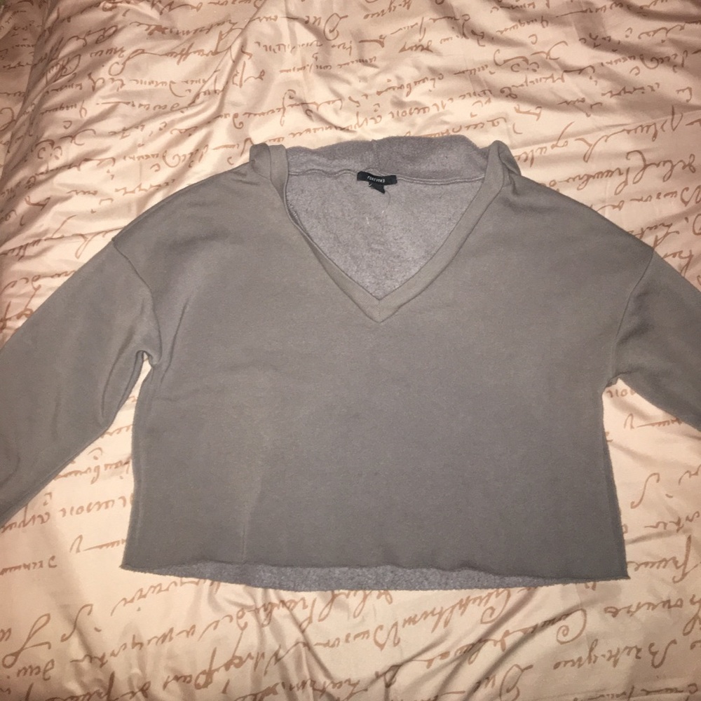 Boxy taupe crop hoodie. Extremely soft