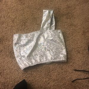 Shattered disco choker tube top