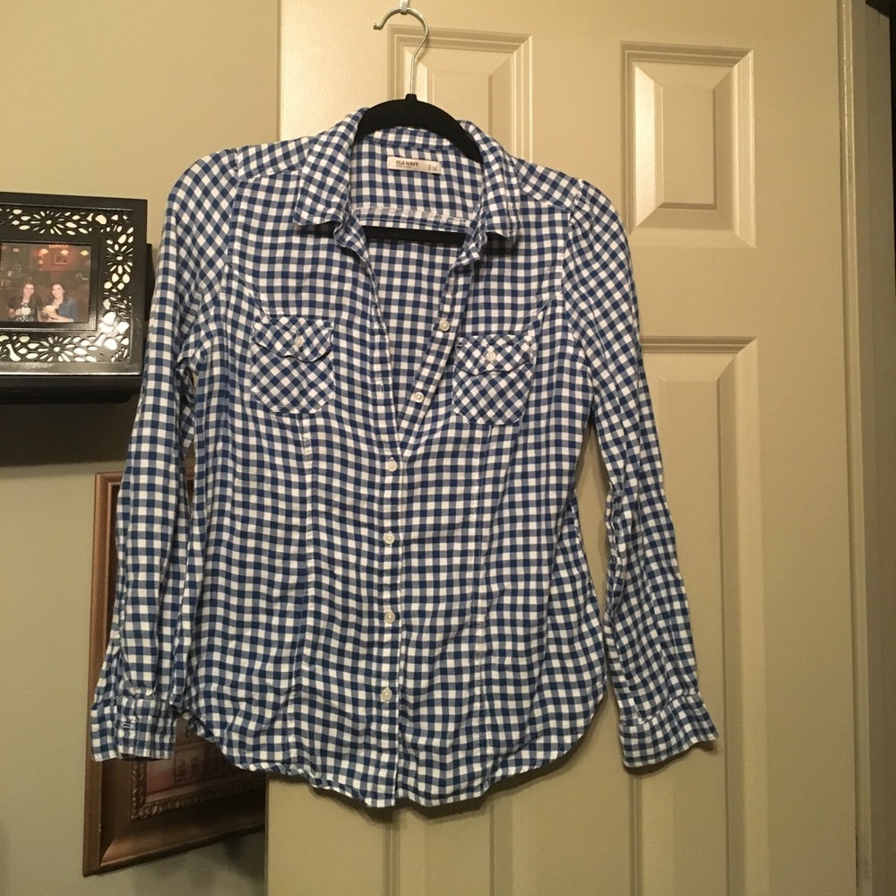 Old Navy blue gingham button down