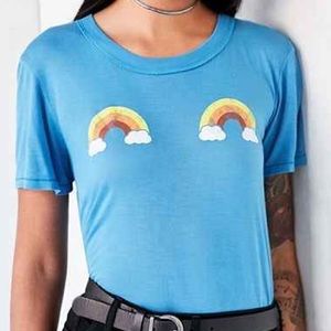 over boob rainbow tee