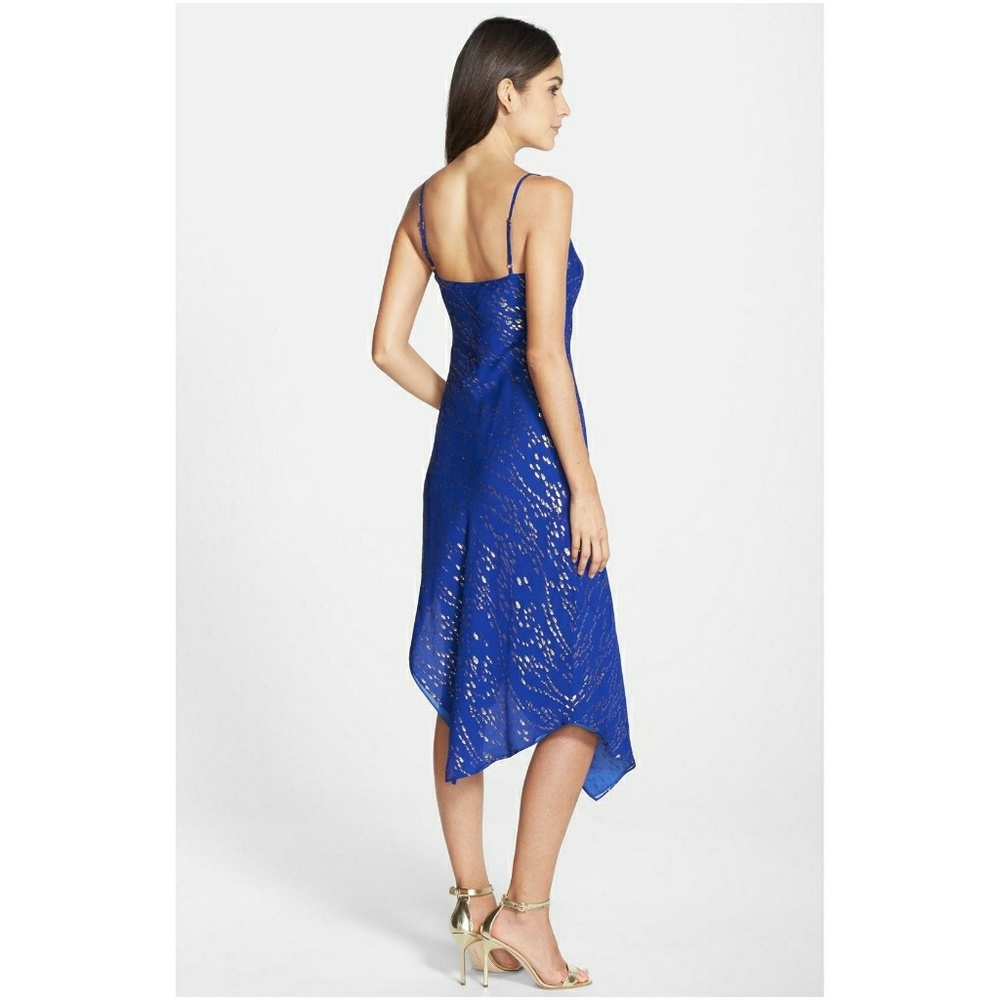 Flocked Metallic Silk Slip Dress - Picture 2 of 7