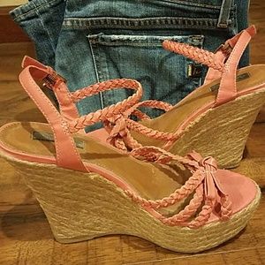Pink / Peach Platform Wedges