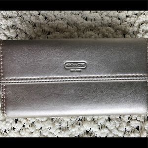 Coach metallic silver wallet
