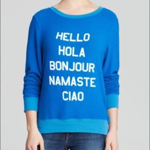 Wild fox Say Hello Blue Jumper