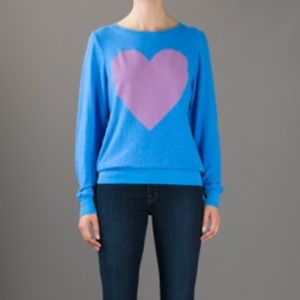 Wildfox Blue and Pink Heart Sweater